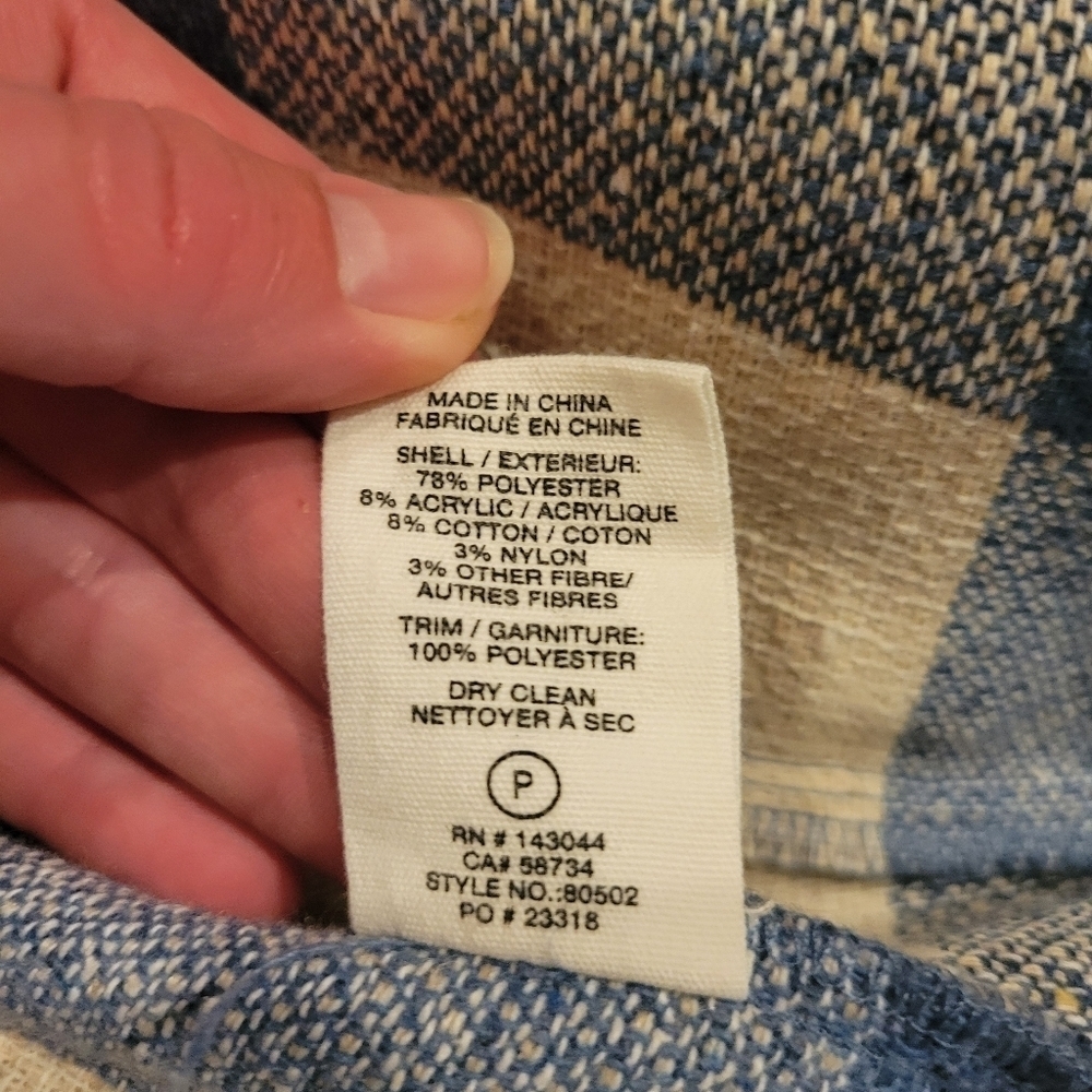 Anthropologie Avec Les Filles Plaid Full Zip Shacket Coat Blue Size L - Picture 8 of 9